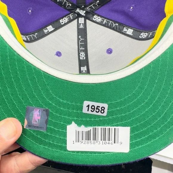 NEW New Era 59Fifty Utah Jazz Classic Edition Baseball Cap Purple Yellow Mens OS - Picture 5 of 5